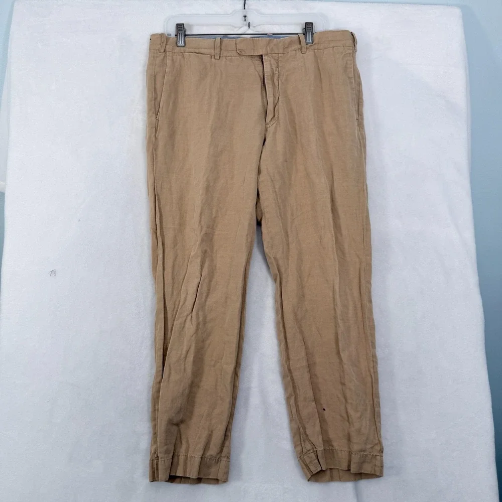 Polo Ralph Lauren Chino Pants Mens 34x30 (34x27) Beige Linen Silk Classic Fit